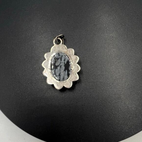 Black White Snowflake Obsidian and Sterling Silver For Balance Protect Pendant - Picture 7 of 7